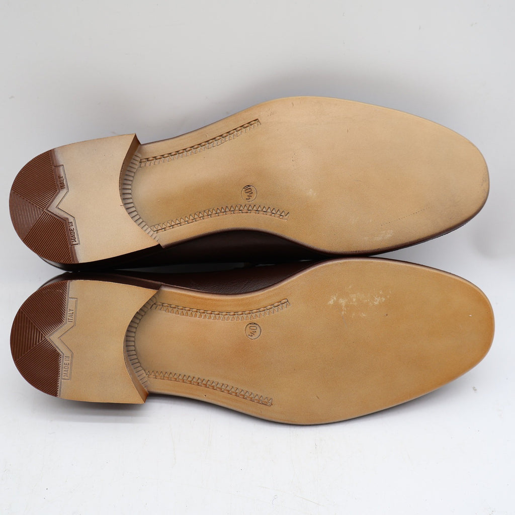 Vintage Jarman Brown Leather Metal Bar Moc Toe Loafers Men’s 10.5M Made in Italy NOS
