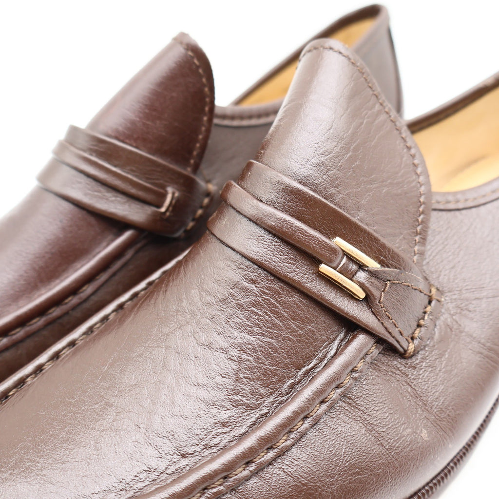 Vintage Jarman Brown Leather Metal Bar Moc Toe Loafers Men’s 10.5M Made in Italy NOS
