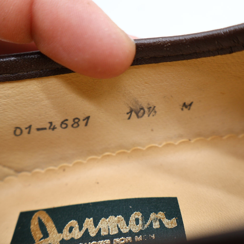 Vintage Jarman Brown Leather Metal Bar Moc Toe Loafers Men’s 10.5M Made in Italy NOS