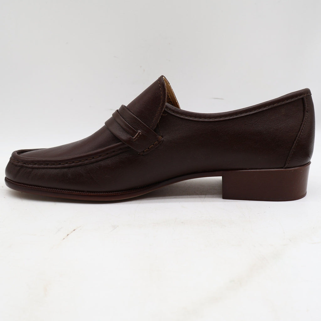 Vintage Jarman Brown Leather Metal Bar Moc Toe Loafers Men’s 10.5M Made in Italy NOS
