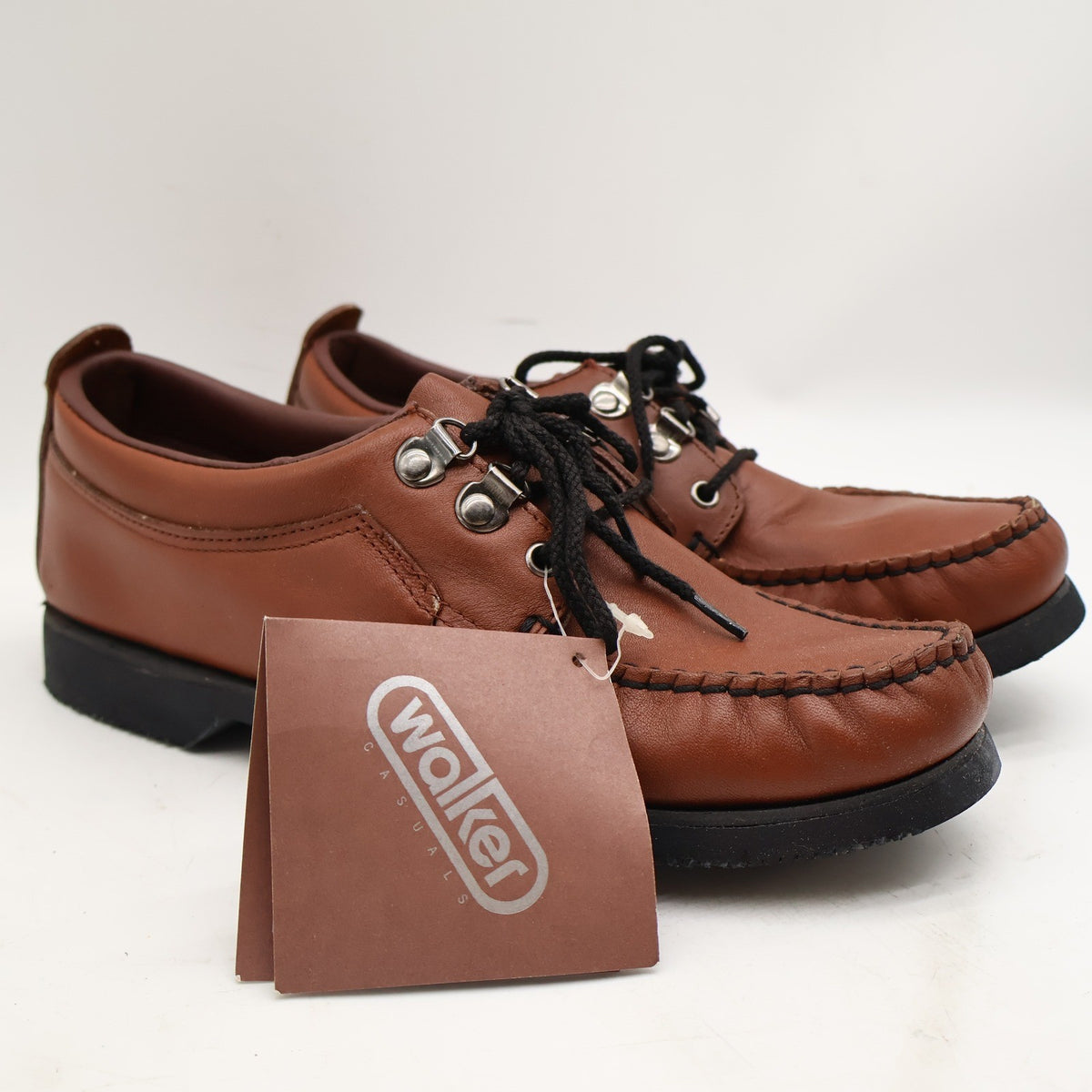 Vintage Walker Casuals Brown Cowhide Leather Moccasin Toe Oxford Shoes Men’s 8M Deadstock