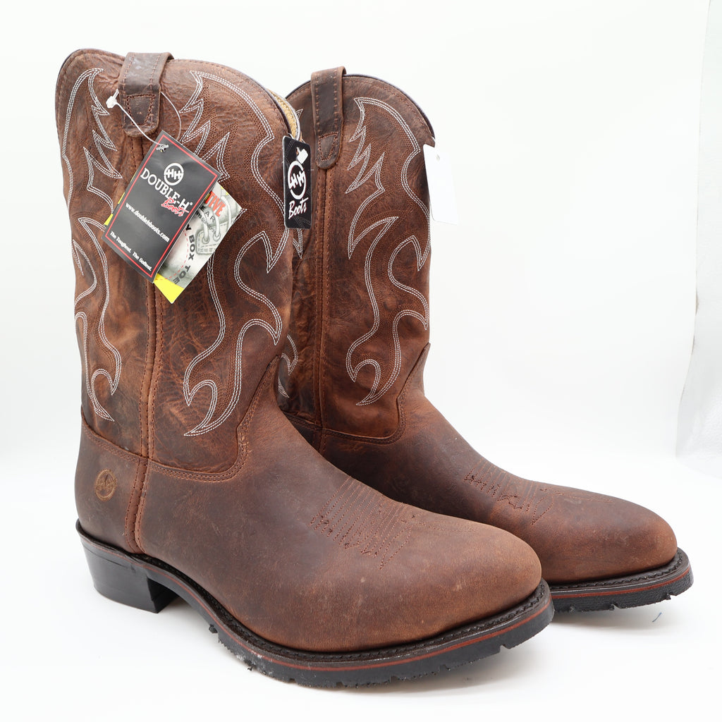 Double H 2282 AG7 Work Western Boots Brown Leather Men's Size 11 2E New