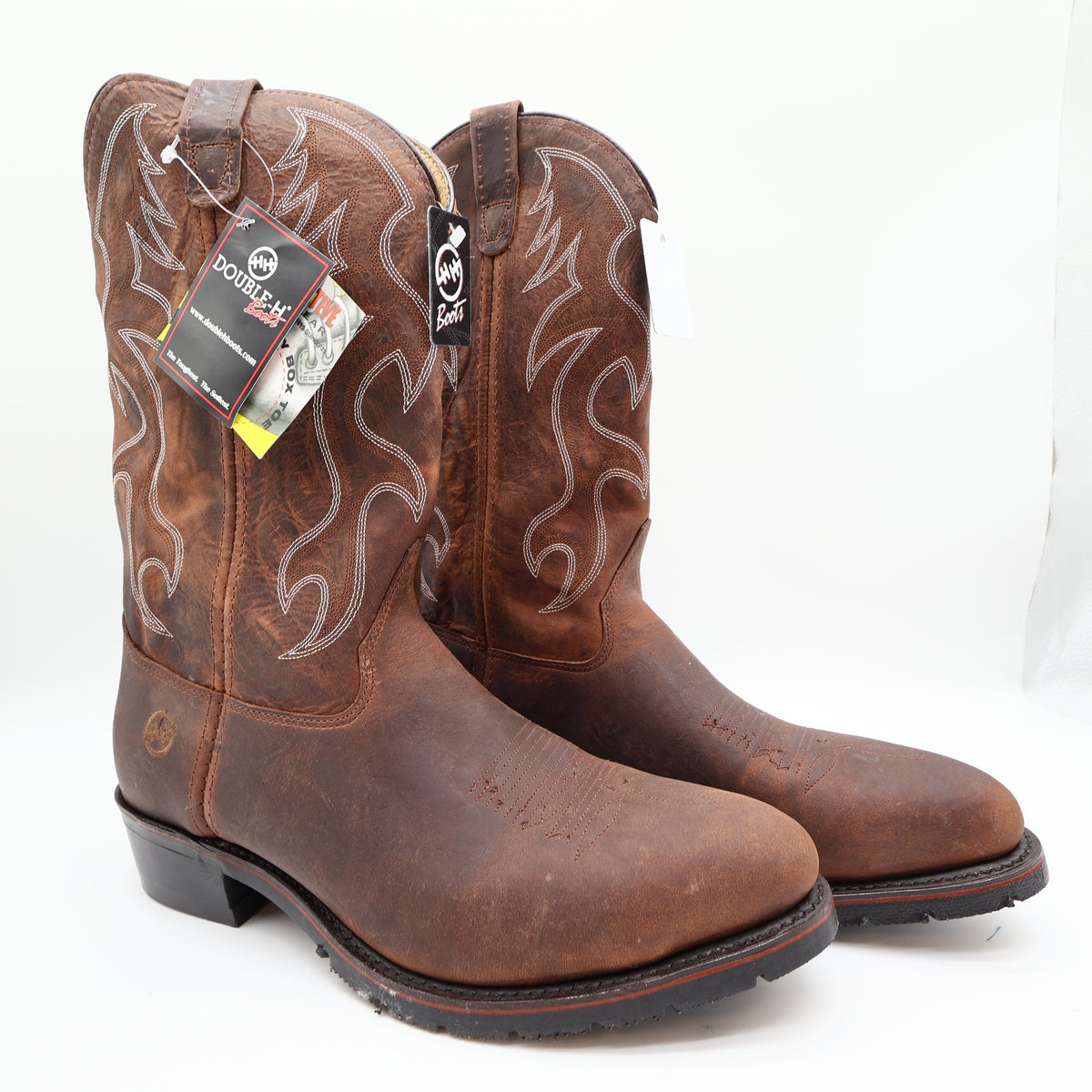 Double H 2282 AG7 Work Western Boots Brown Leather Men's Size 11 2E New