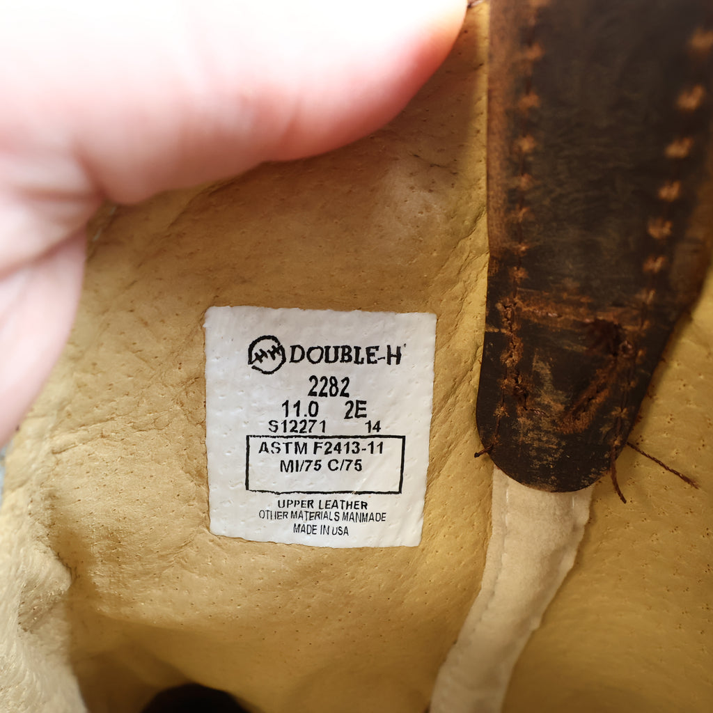 Double H 2282 AG7 Work Western Boots Brown Leather Men's Size 11 2E New