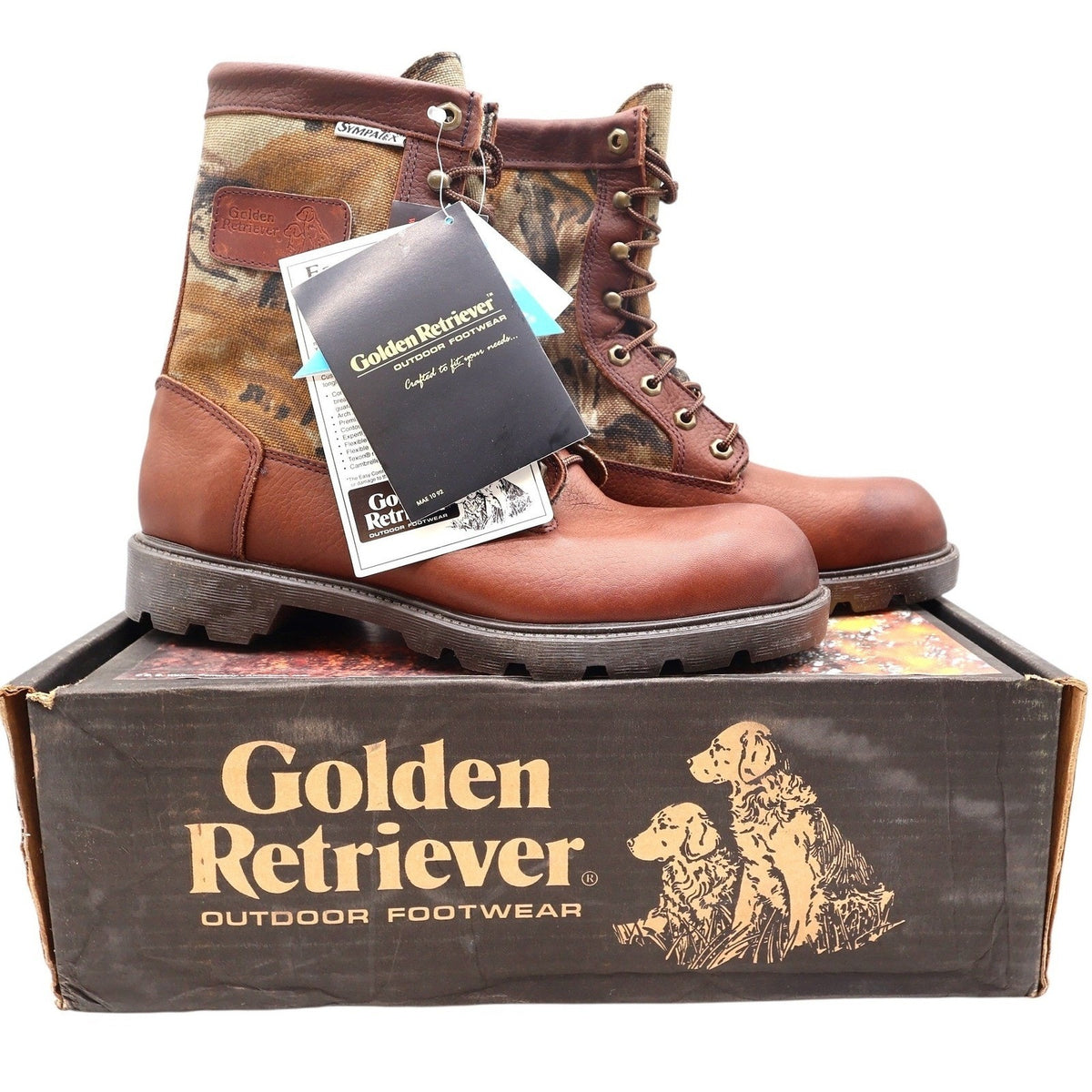 Vintage 90s Golden Retriever Camo Insulated Hunting Boots Men's 8.5 NWT