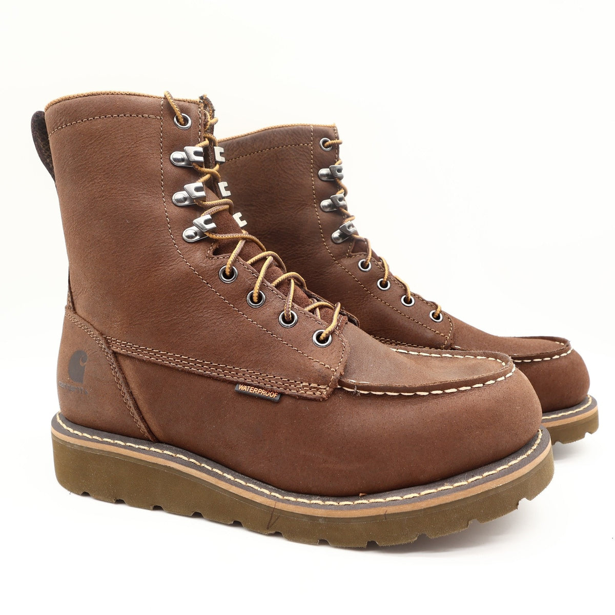 Carhartt Mens Modern Waterproof 8 Inch Wedge Work Boots Brown Leather 8.5 M NIB