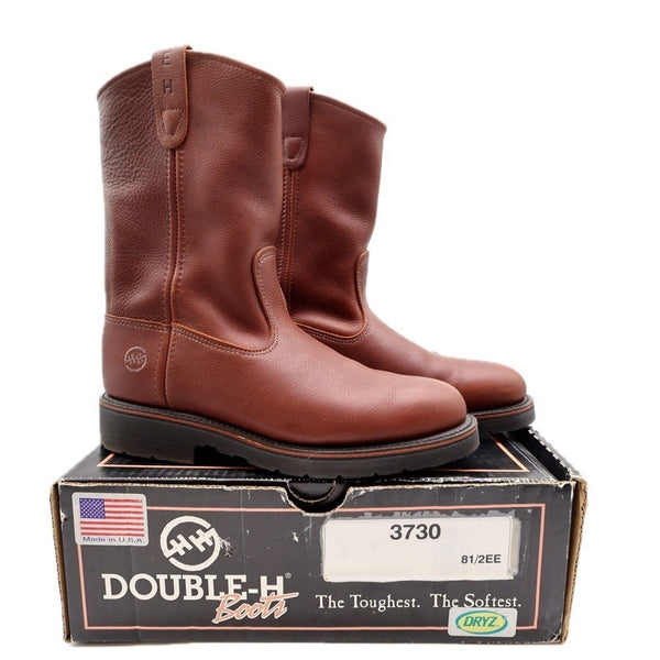 Double-H AG7 Ranchwell EH Boots Mens 8.5 EE Brown Leather New 3730 USA Made