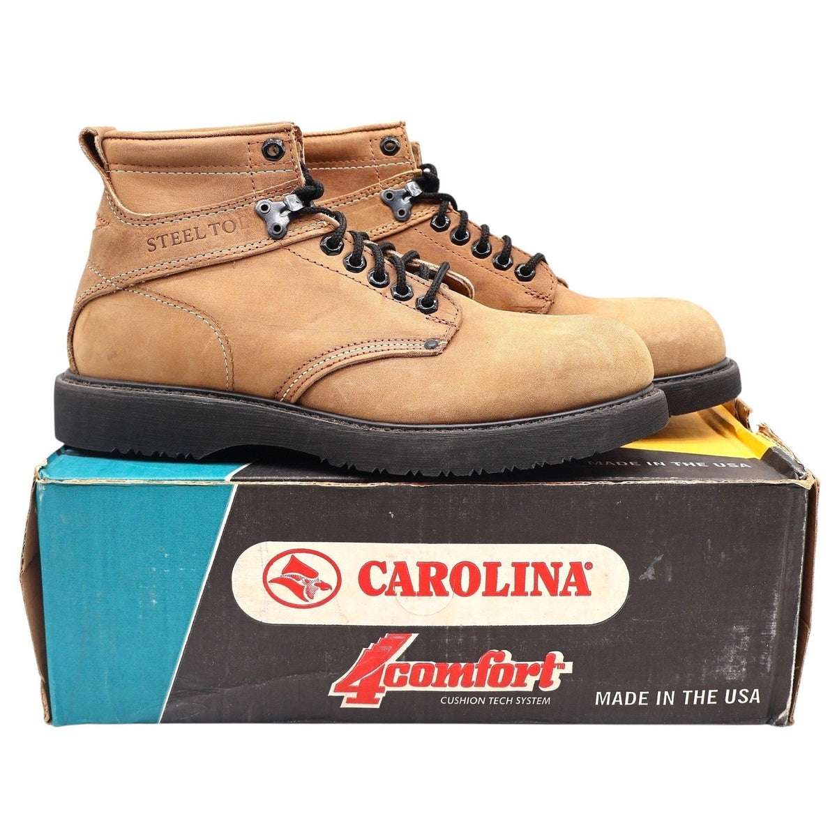 Carolina Steel Toe Boots Mens 9 D Vintage Tan Leather 4Comfort Work Made in USA - take2supply