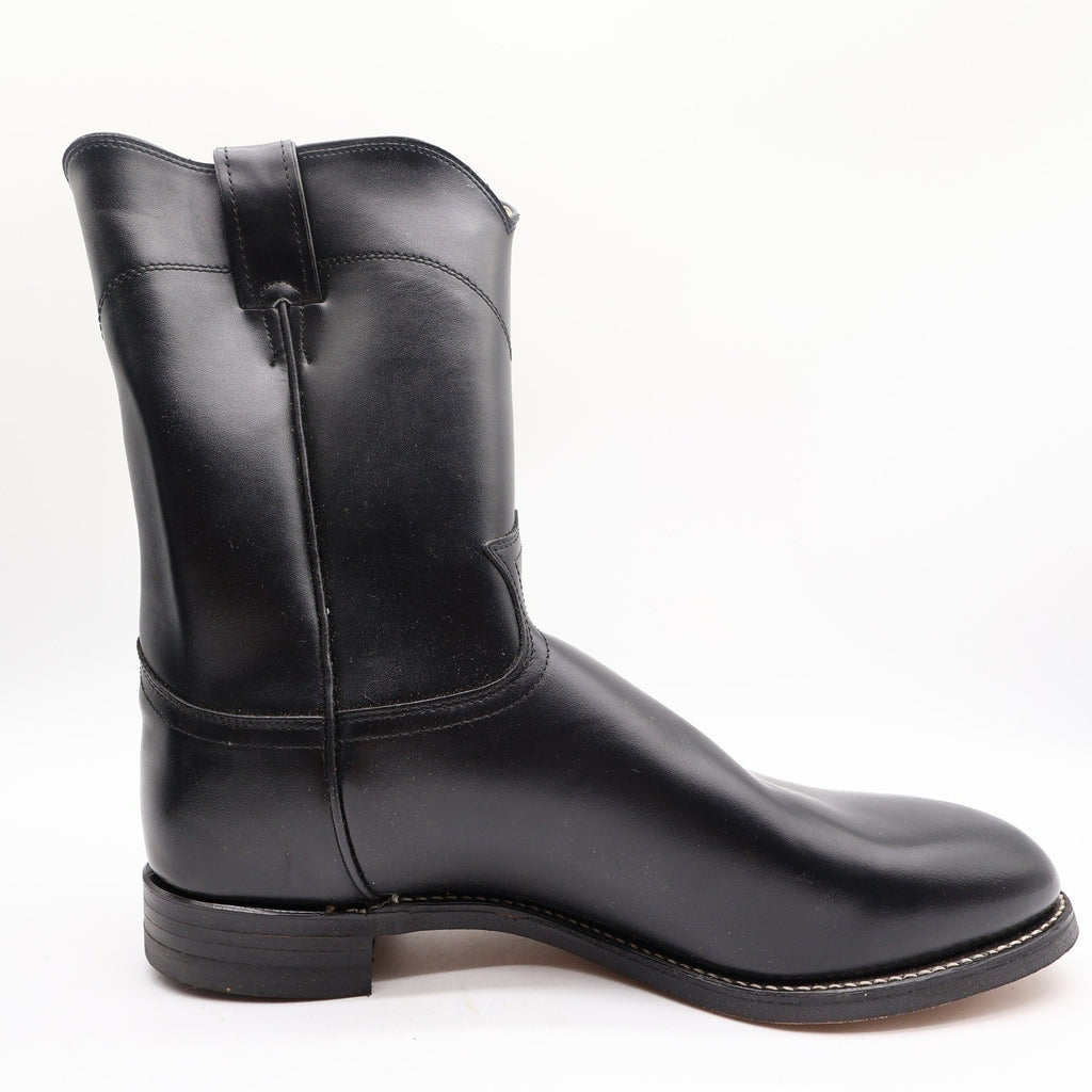 Justin Vintage Roper Boots Mens 11 D Black Leather Deadstock 3702M