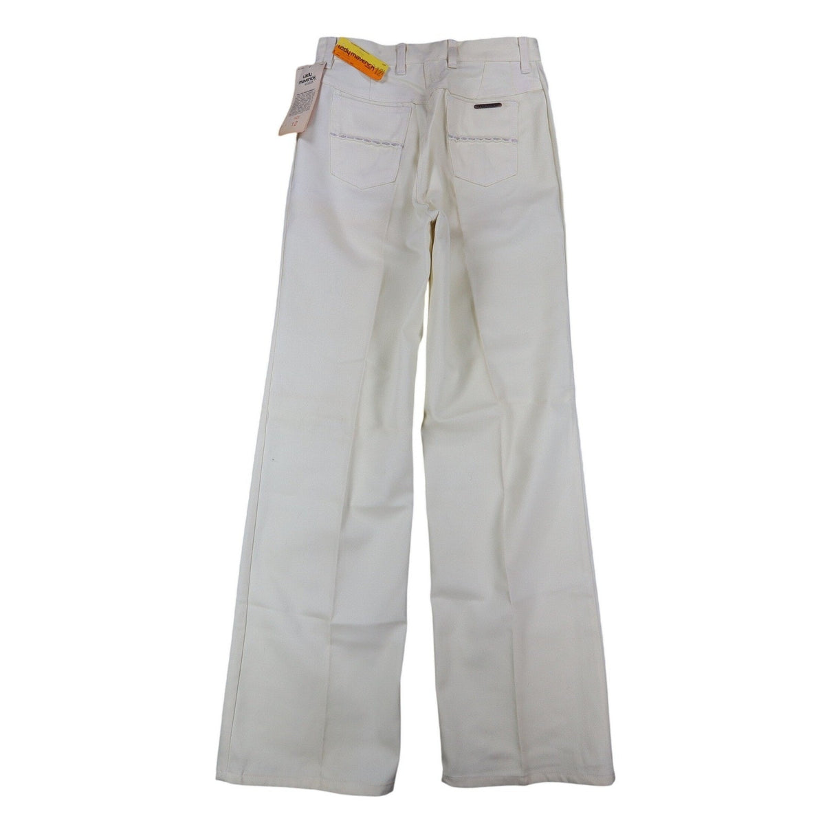 Lady Maverick Pants Womens 12 Vintage 70s Cream High Rise Wide Leg Deadstock NWT