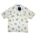 Aureus Polo Shirt Mens Large Vintage 90s Beige Mercerized Cotton Golf Print New