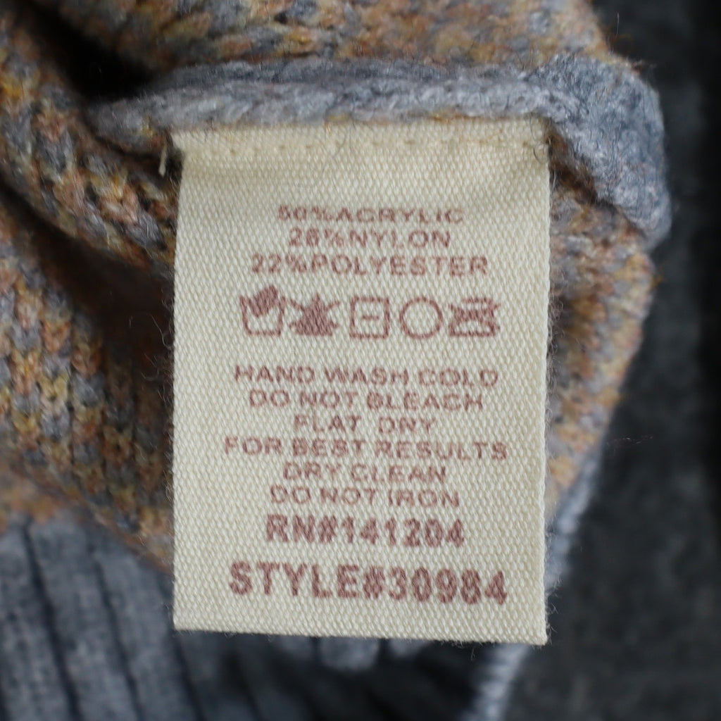 Hem & Thread Argyle Turtleneck Sweater Womens Medium Grey Peach Knit 30984 NEW