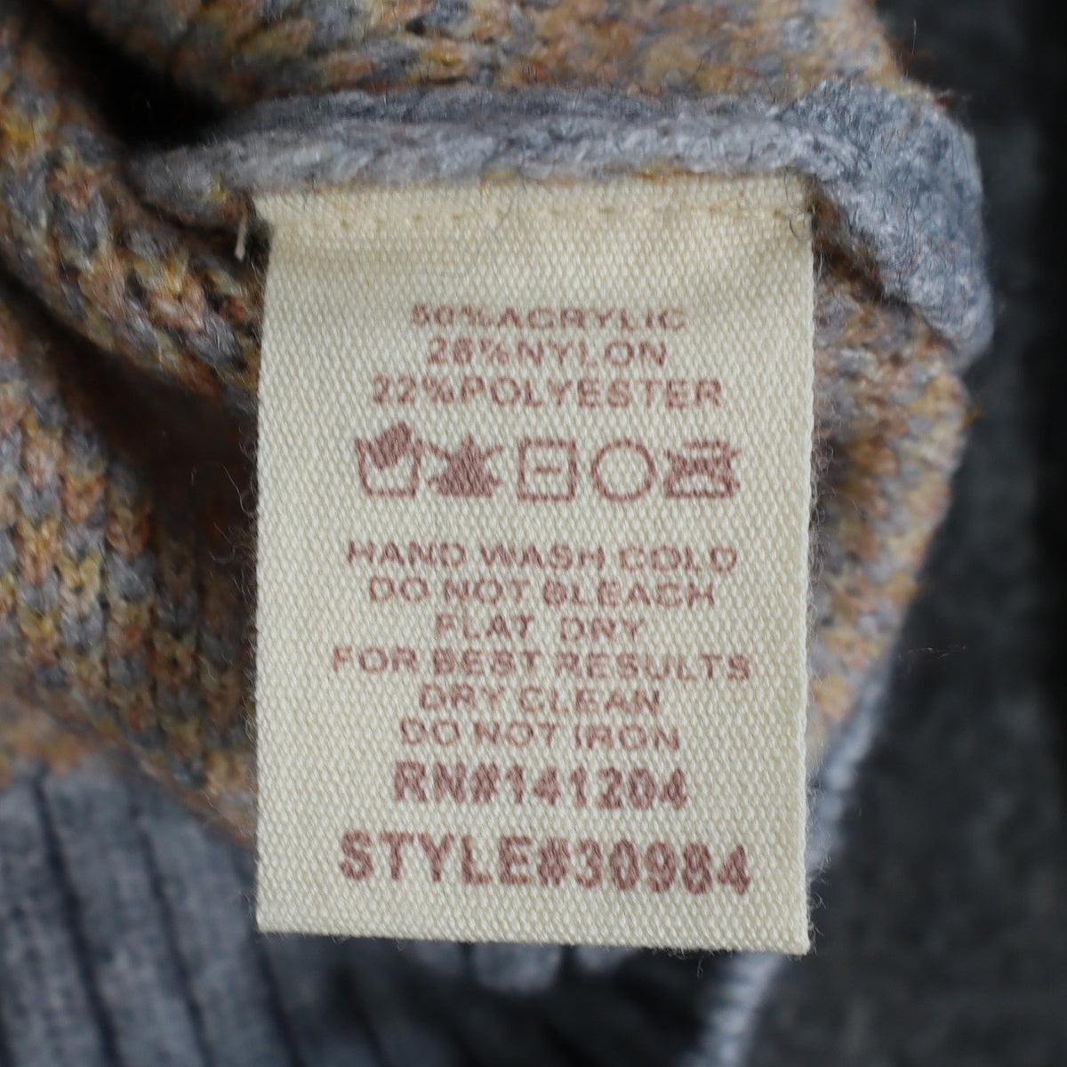 Hem & Thread Argyle Turtleneck Sweater Womens Medium Grey Peach Knit 30984 NEW
