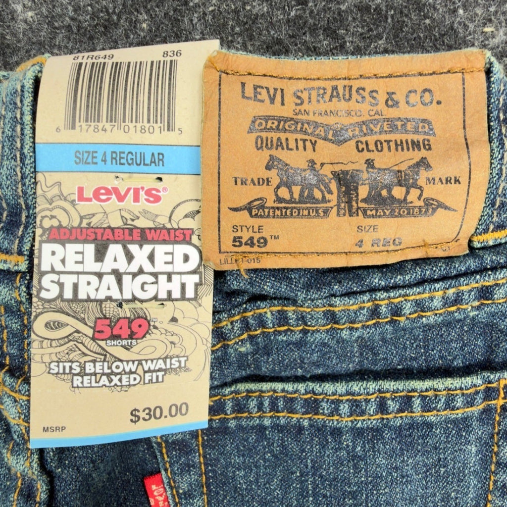 Levi's Y2K 549 Relaxed Straight Shorts Boys 4 Blue Ramie Cotton NWT