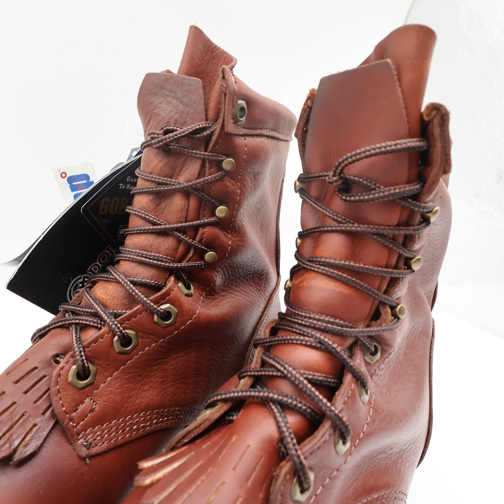 Double-H Mens 10 D Leather Packer Work Boots USA 9790 Brown Lace Up Kiltie New