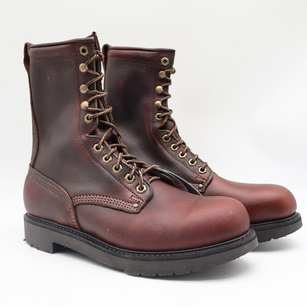 Carolina 8006 Plain Toe Farm Boot Mens 9.5 2E USA Made Brown Leather Work Boots