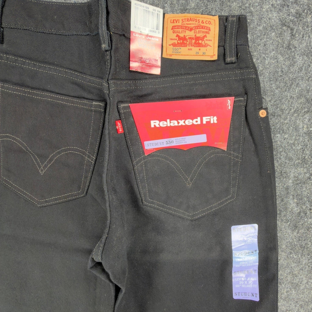 Levi's Y2K 550 Relaxed Fit Jeans Boys 29x30 Black Cotton Deadstock NWT