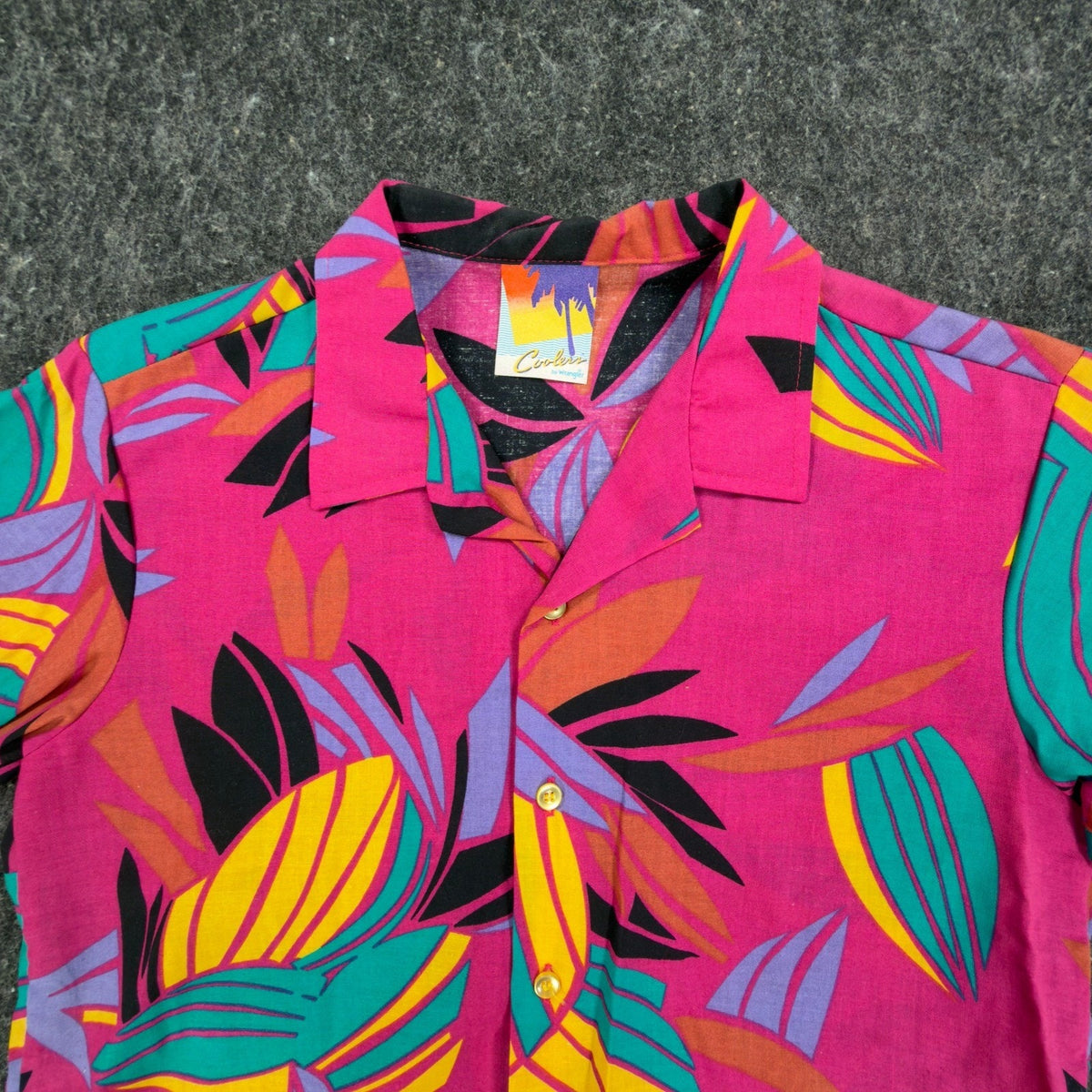Wrangler Vintage 90s Hawaiian Shirt Mens Large Pink Cotton NWT Deadstock USA - take2supply