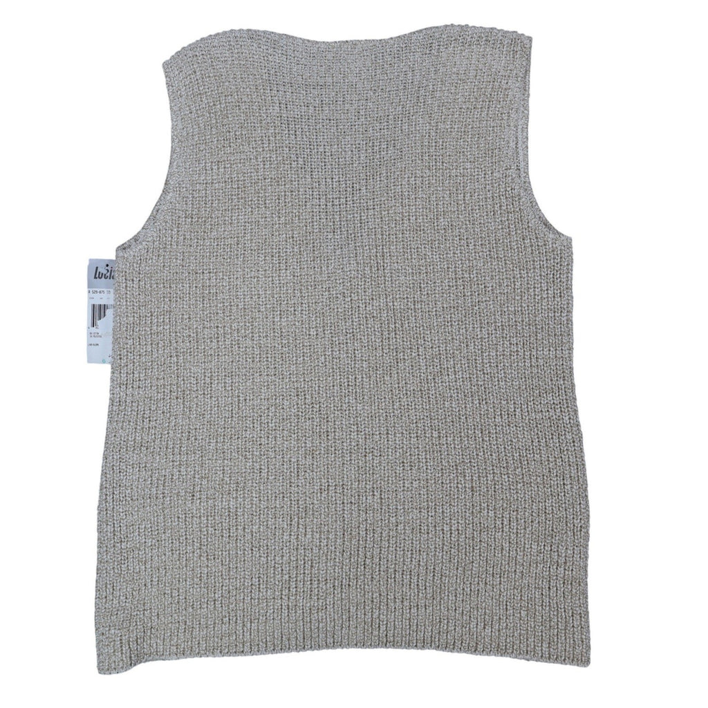 Lucia Sweater Vest Womens Medium Vintage 90s Beige Cotton Knit Button Front USA
