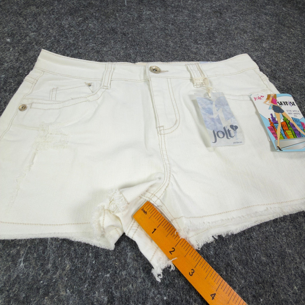 Jolt Modern Skyrise High Waisted Denim Shorts Juniors 9 White NWT