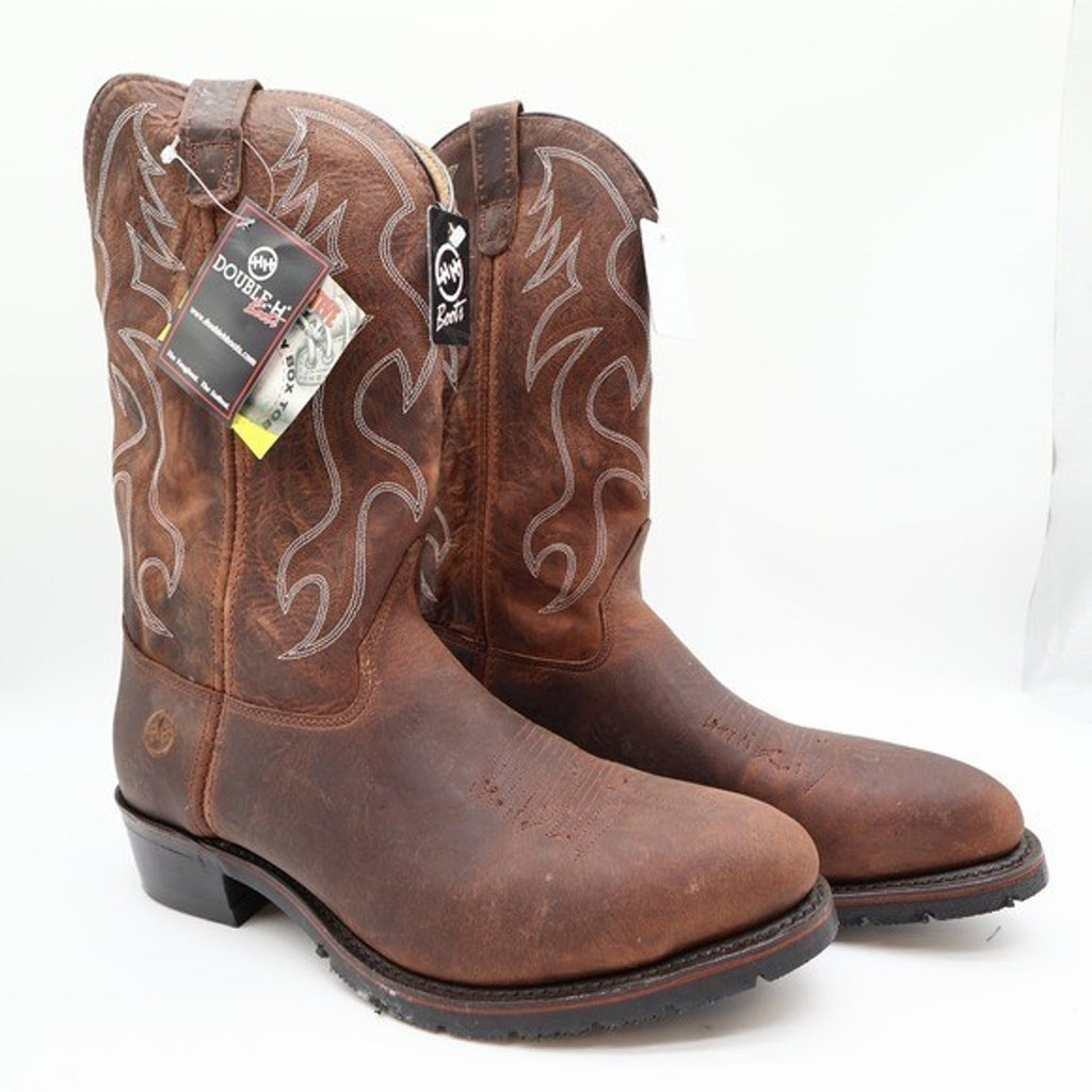 Double-H 2282 AG7 Brown Leather Western Work Boots Men's 11 2E Wide New