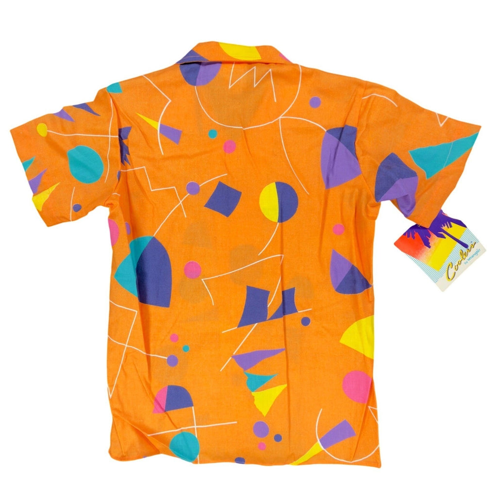 Wrangler Vintage 80s Geometric Shirt Mens S Orange Cotton NWT Deadstock USA - take2supply