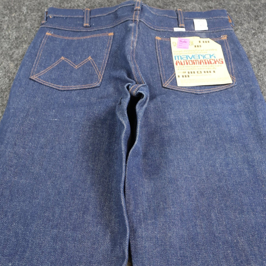 Maverick Vintage 70s Flare Jeans Mens 33x34 Blue Cotton Made in USA NOS