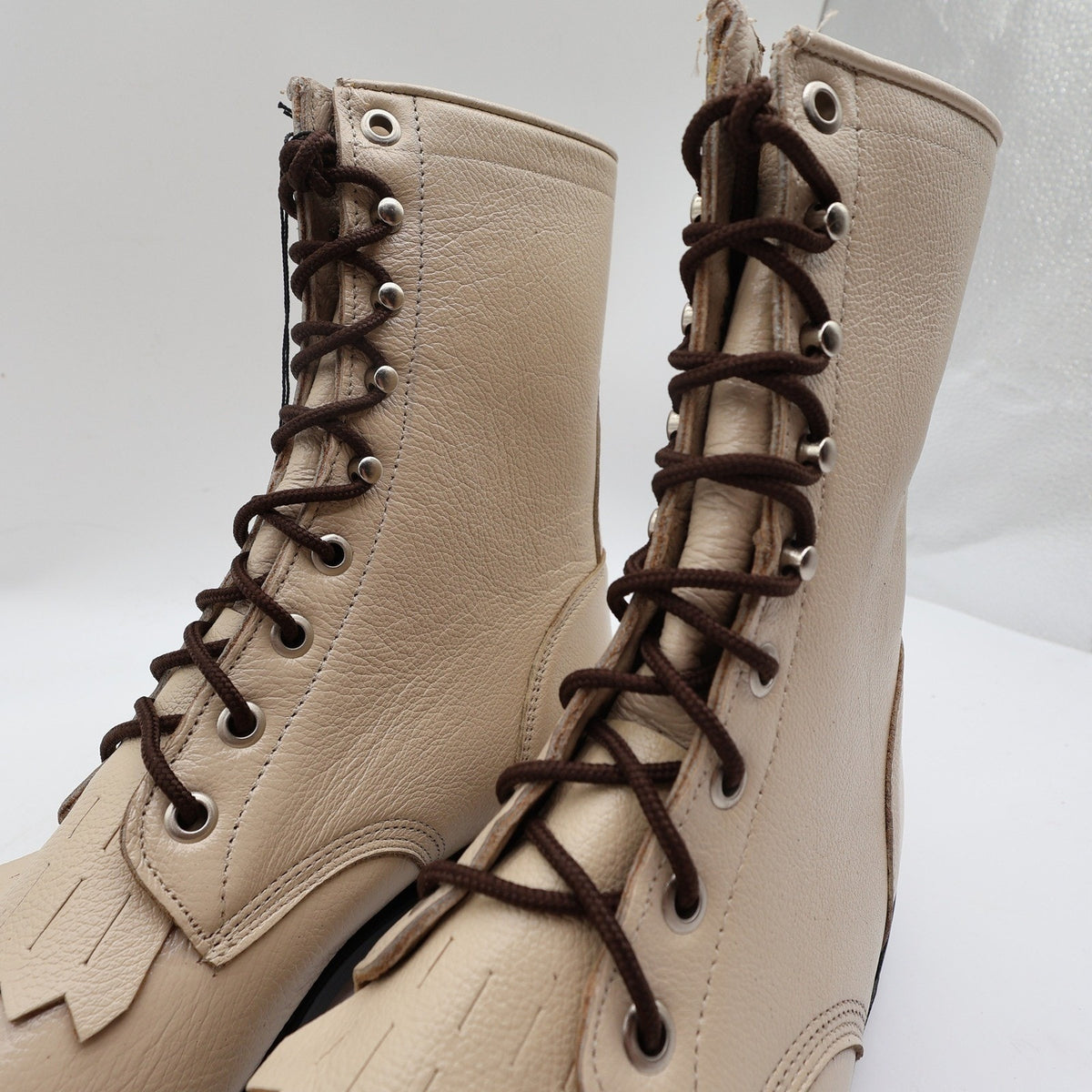 Justin L0512 Lace Up Roper Boots Women 9 B Bone Leather NWT Deadstock Vintage