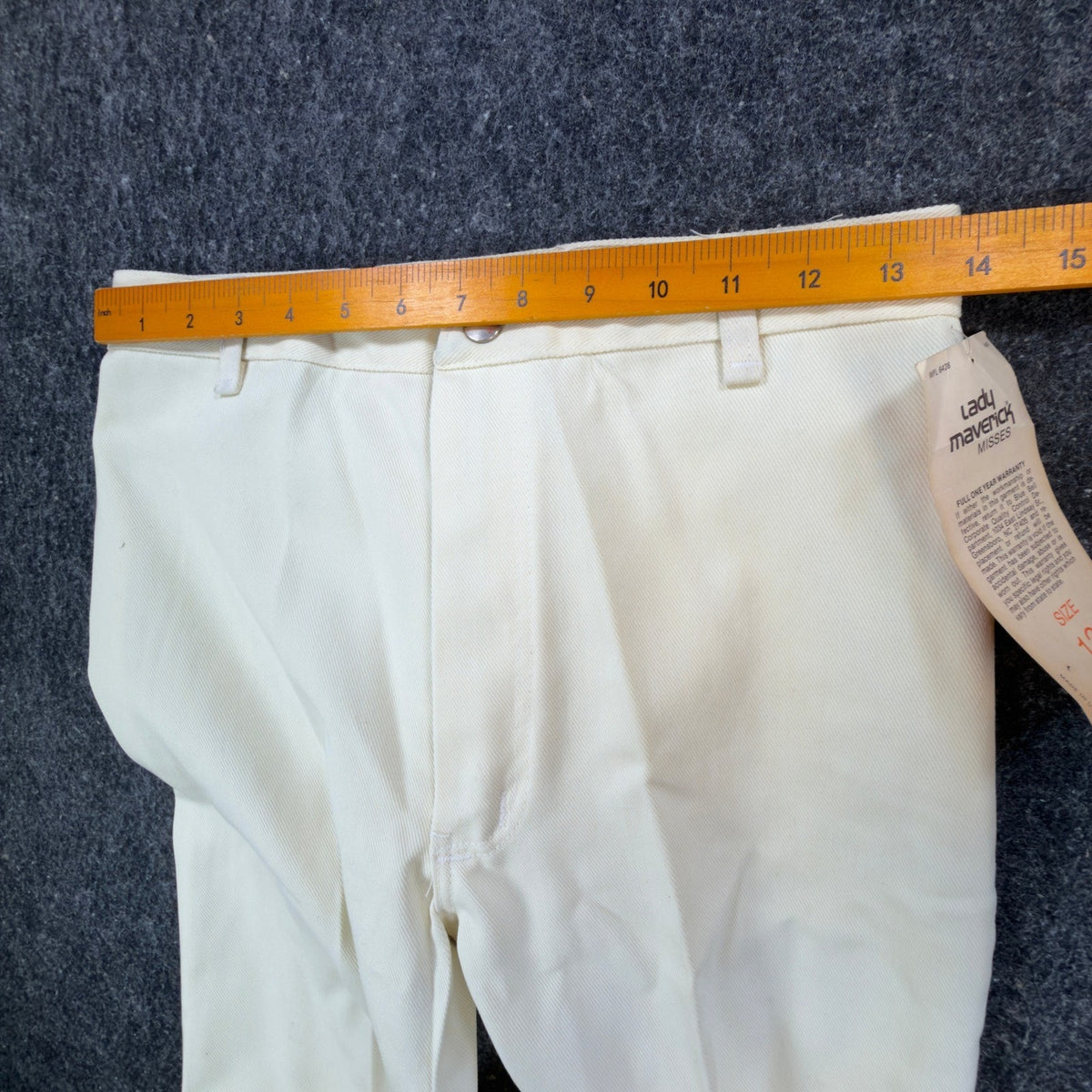 Lady Maverick Pants Womens 12 Vintage 70s Cream High Rise Wide Leg Deadstock NWT