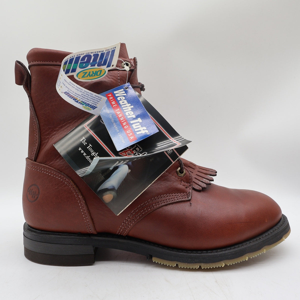 Double-H Mens 10 D Leather Packer Work Boots USA 9790 Brown Lace Up Kiltie New