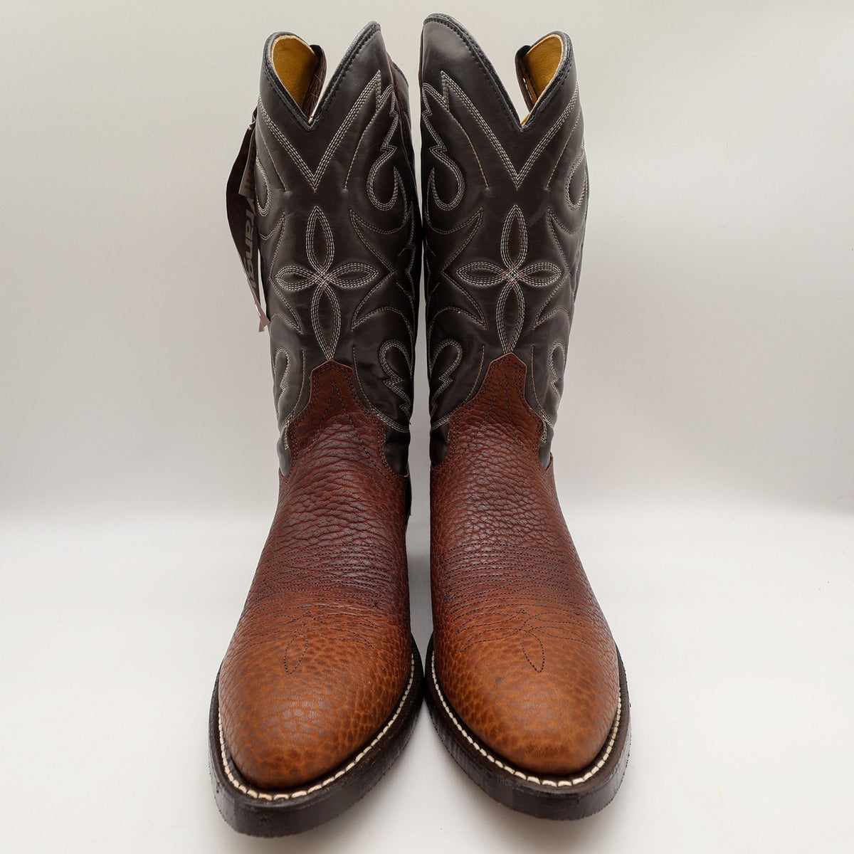 Vintage Wrangler Boots Mens 11.5 D Brown Bullhide Leather Cowboy Western USA NWB