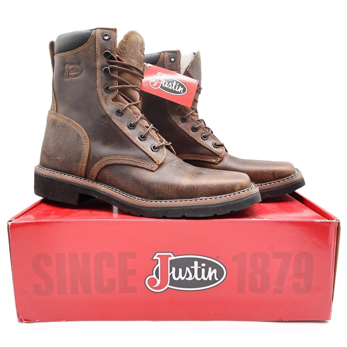 Justin Modern SE681 Work Boots Mens 12 D Brown Leather New With Tags - take2supply