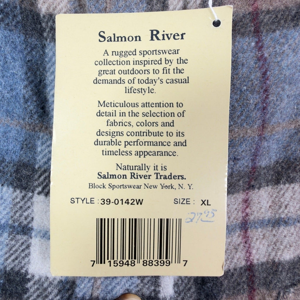 Salmon River Vintage 90s Plaid Shirt Jacket Mens XL Blue Wool Blend NWT C466