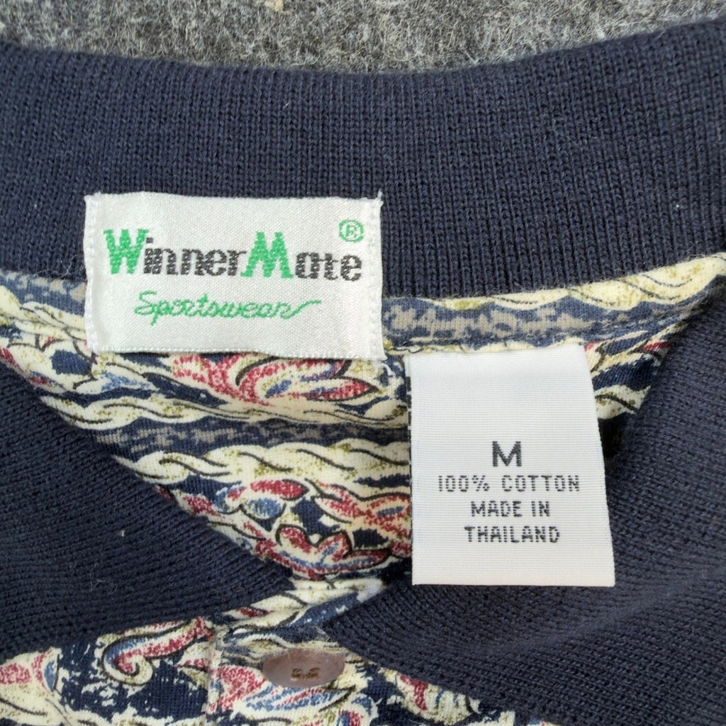 WinnerMate Polo Shirt Mens Medium Vintage 90s Paisley Abstract Print Cotton NWT