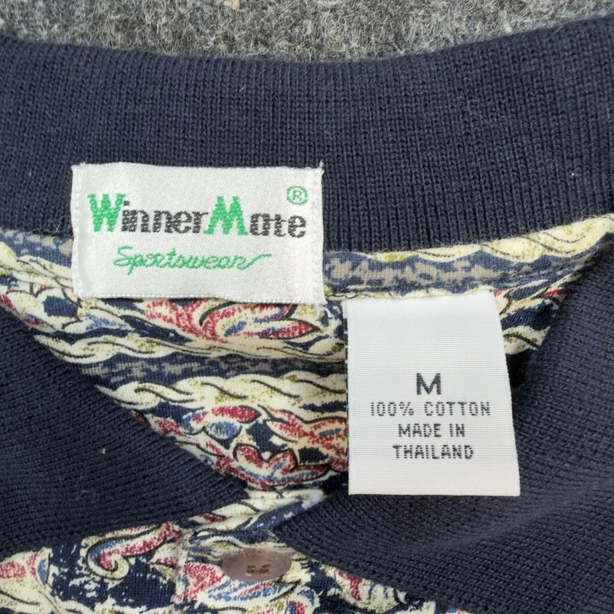 WinnerMate Polo Shirt Mens Medium Vintage 90s Paisley Abstract Print Cotton NWT