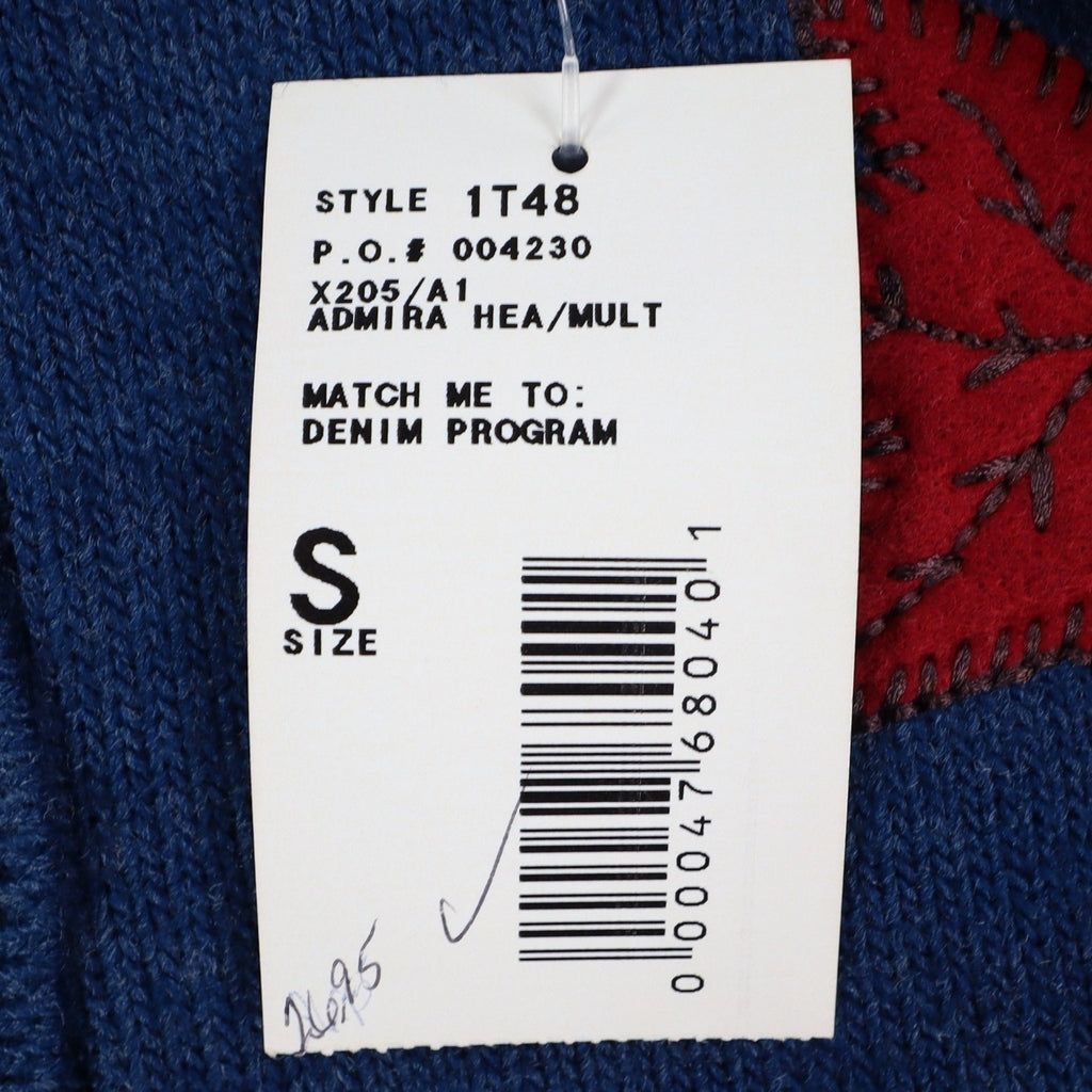 Southern Lady Sweater Vest Womens Small Vintage 90s Blue Leaf Knit Button Front
