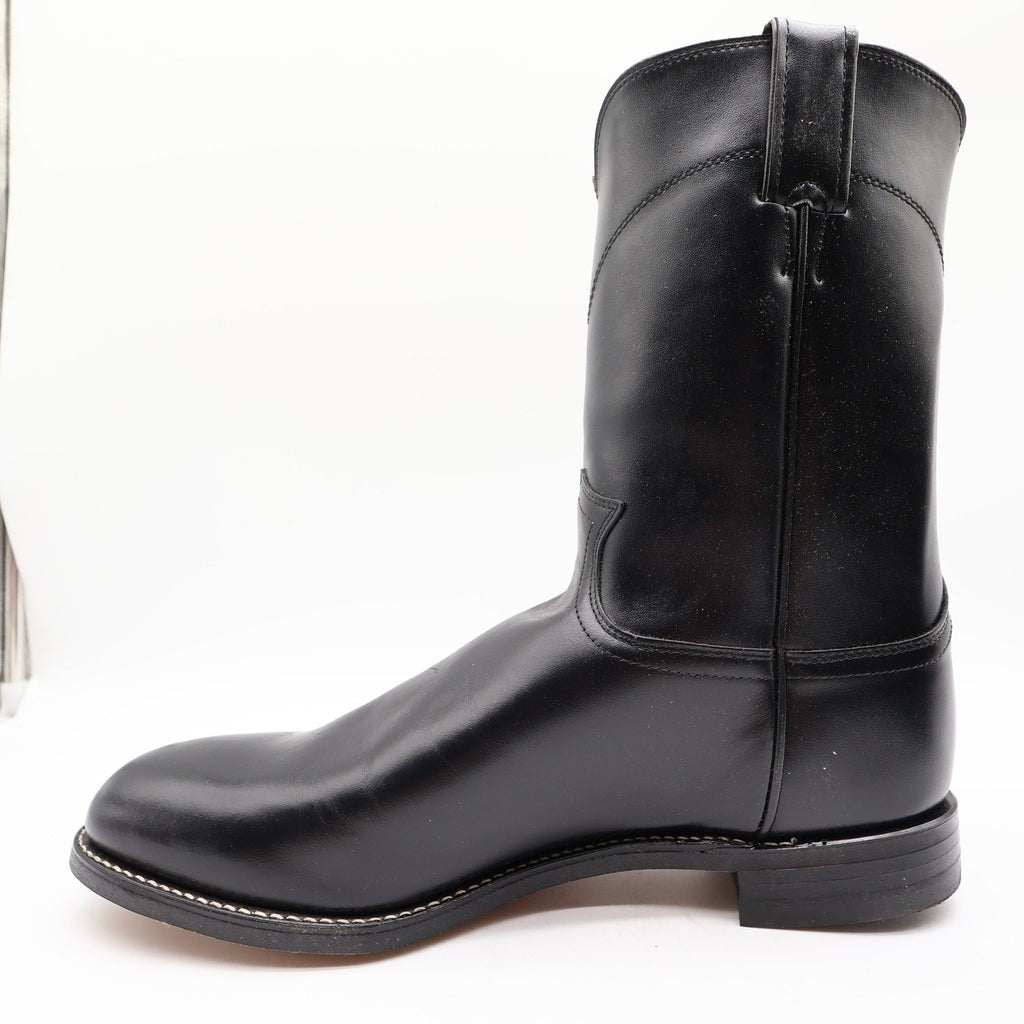 Justin Vintage Roper Boots Mens 11 D Black Leather Deadstock 3702M