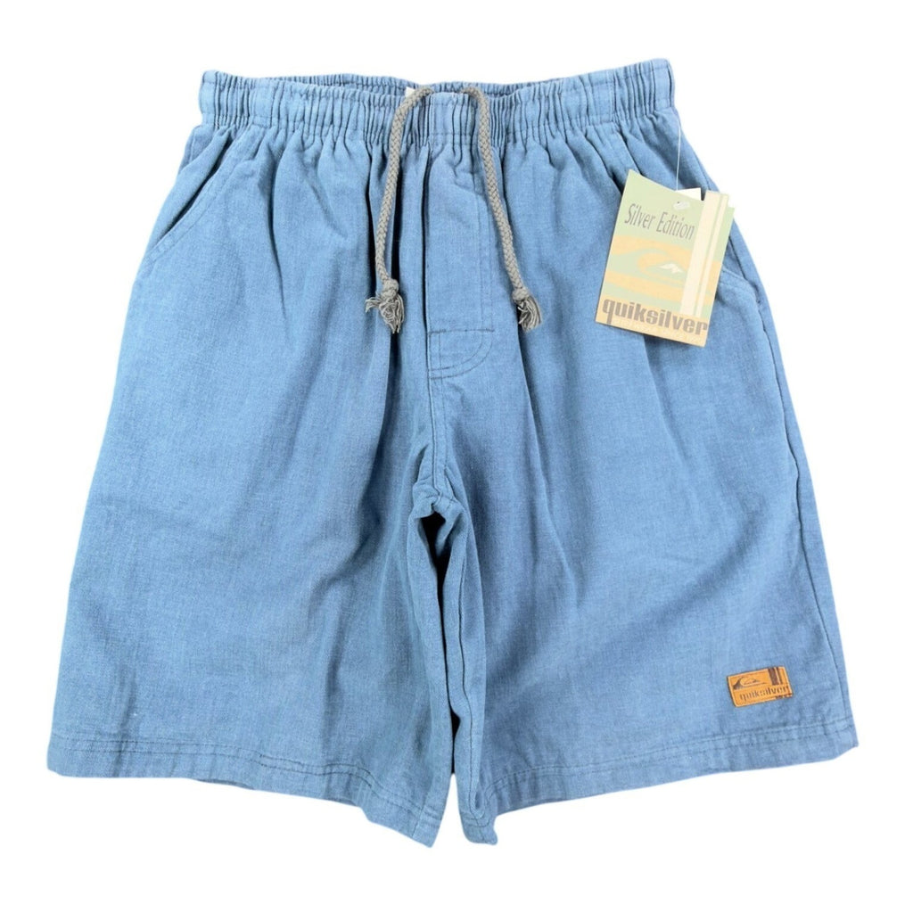 Quiksilver Vintage 90s Shorts Boys XL Blue Cotton Silver Edition NWT - take2supply