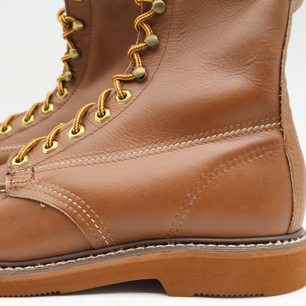 Walker Work Boots Mens 7.5 D Vintage USA Steel Toe Leather Brown Moc Toe 1302