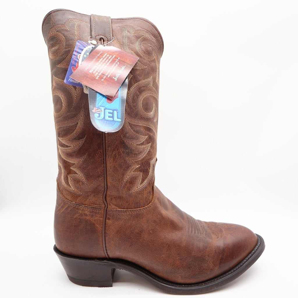 Justin 2704 Cowboy Boots Mens 10 EE Tan Distressed Vintage Goat Leather NWT