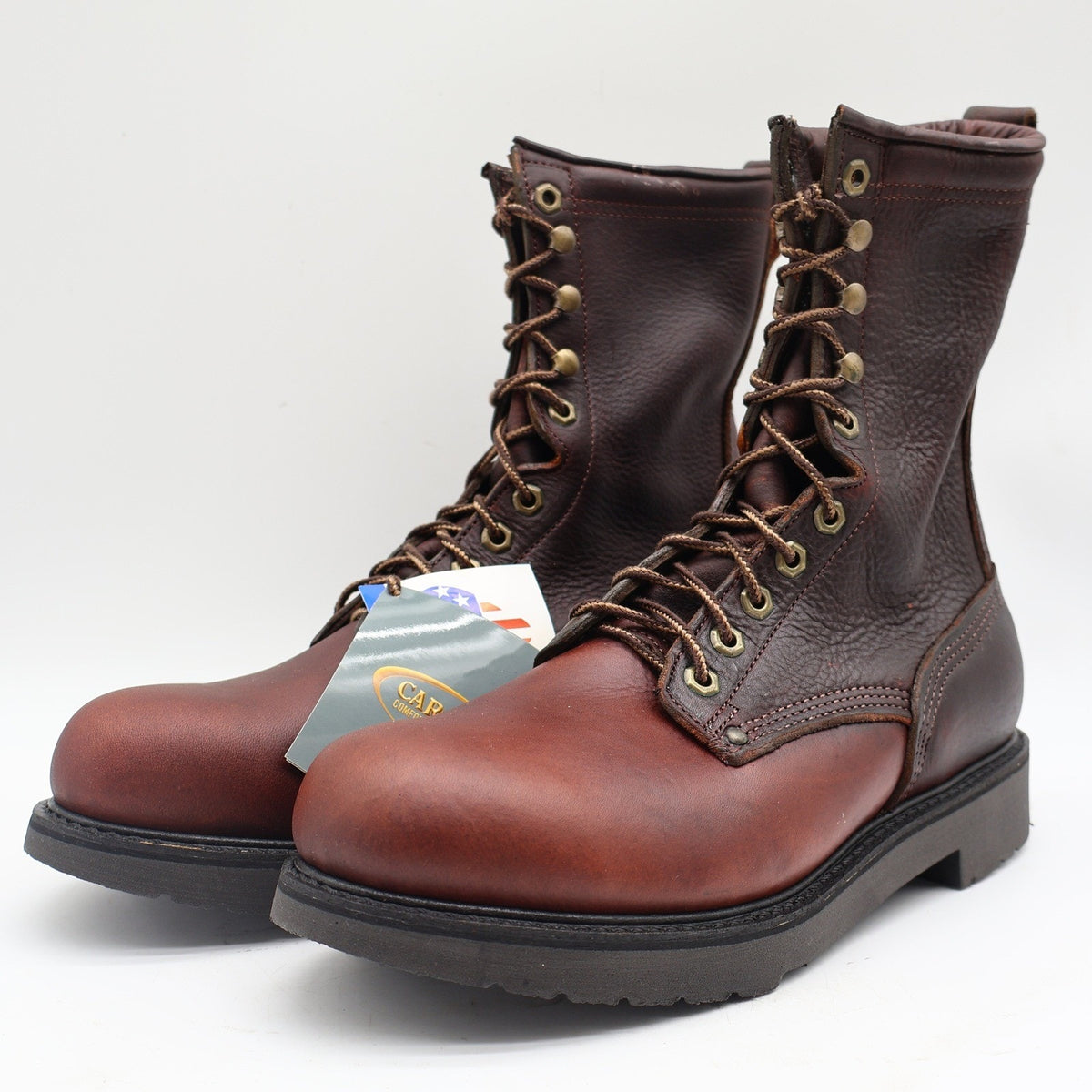 Carolina 8006 Plain Toe Farm Boot Mens 9.5 2E USA Made Brown Leather Work Boots