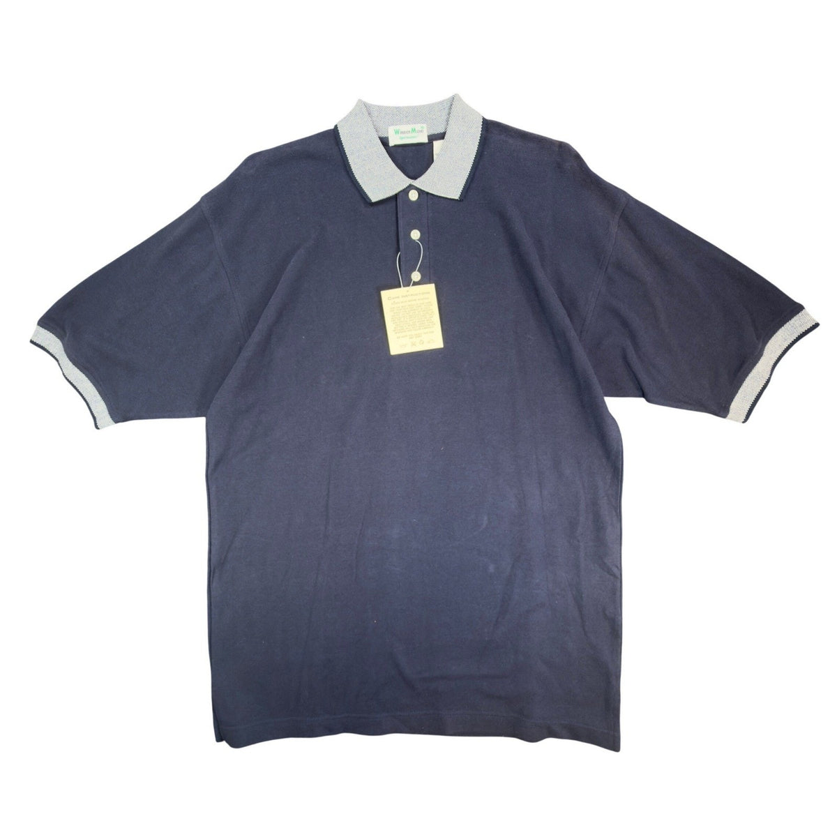 Vintage 90s WinnerMate Navy Cotton Pique Polo Shirt Men's Medium Deadstock