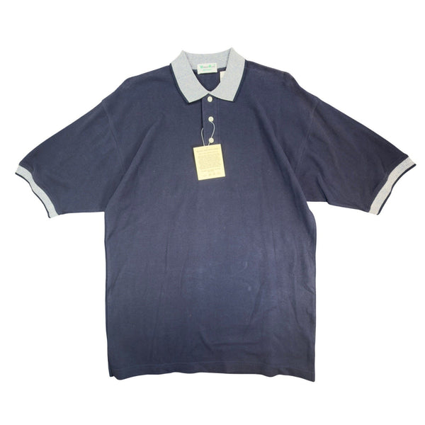 Vintage 90s WinnerMate Navy Cotton Pique Polo Shirt Men's Medium Deadstock