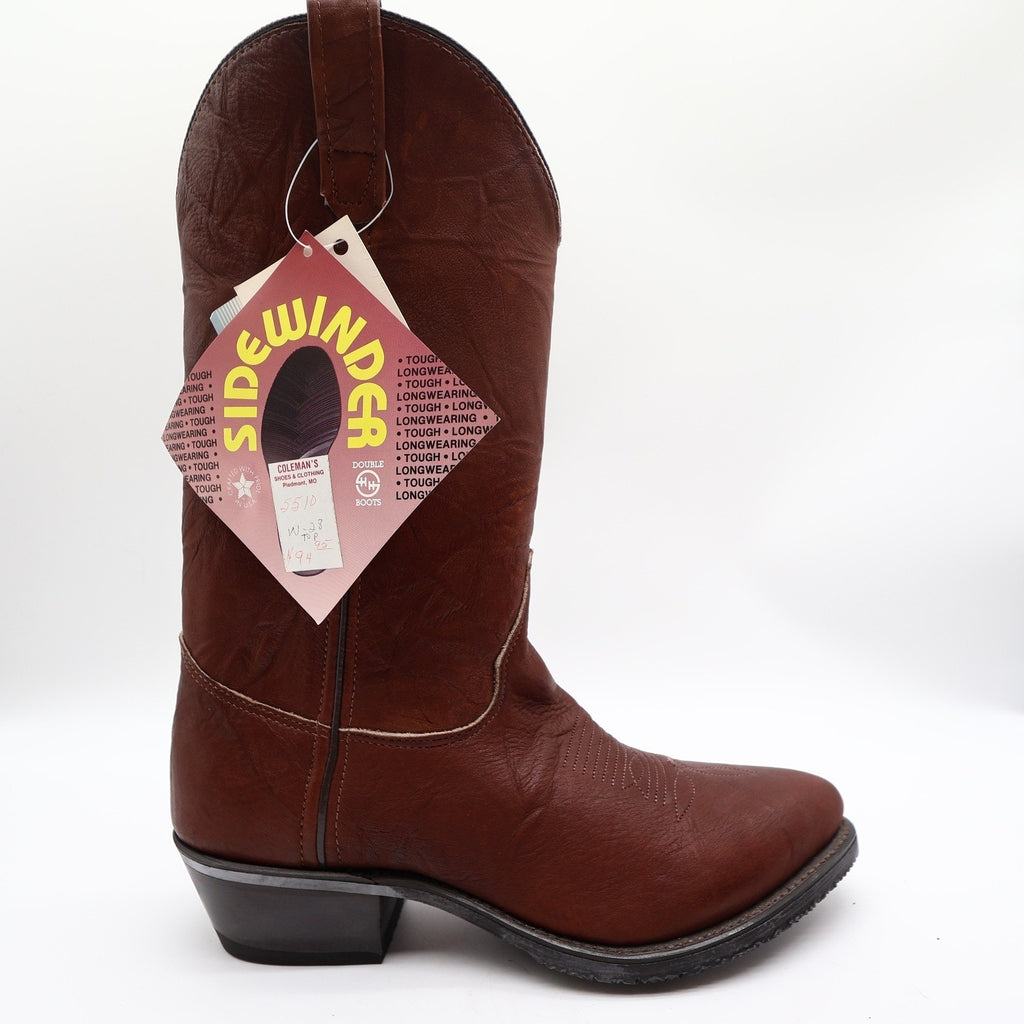 Double-H Vintage 80s Western Boots Mens 9 D Brown Leather Cowboy 5510 USA NIB
