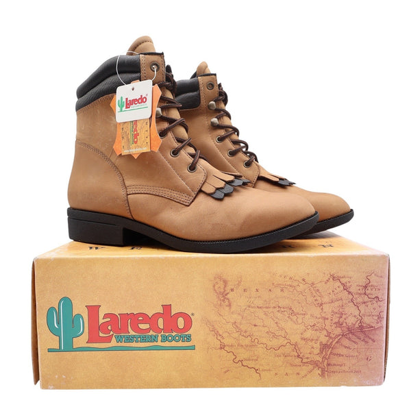 Laredo 551 Kiltie Lace-Up Western Boots Women's 9 Tan Leather NWT Deadstock
