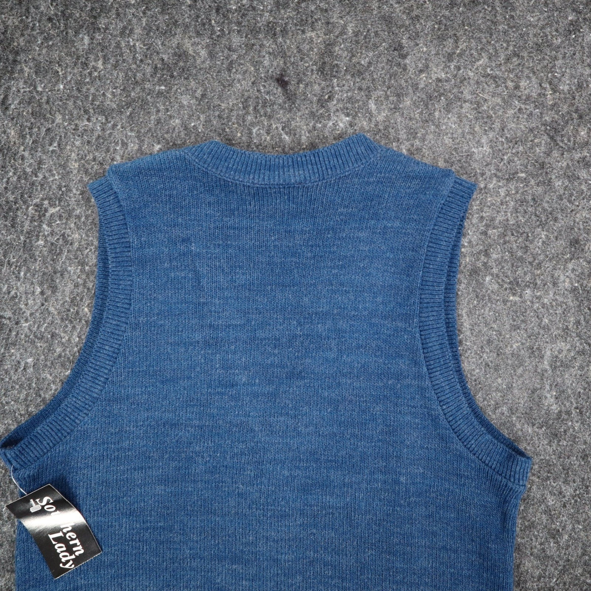 Southern Lady Sweater Vest Womens Small Vintage 90s Blue Leaf Knit Button Front