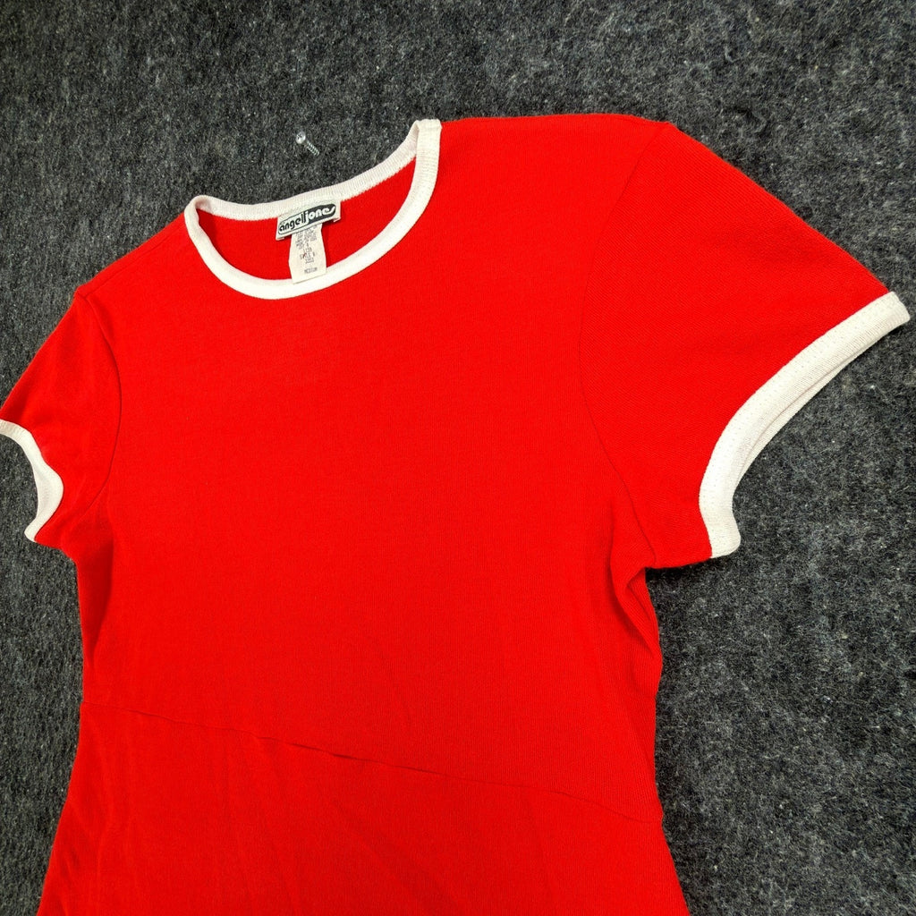 Angel Jones 70s Ringer Dress Womens Medium Red Acrylic Deadstock New - take2supply