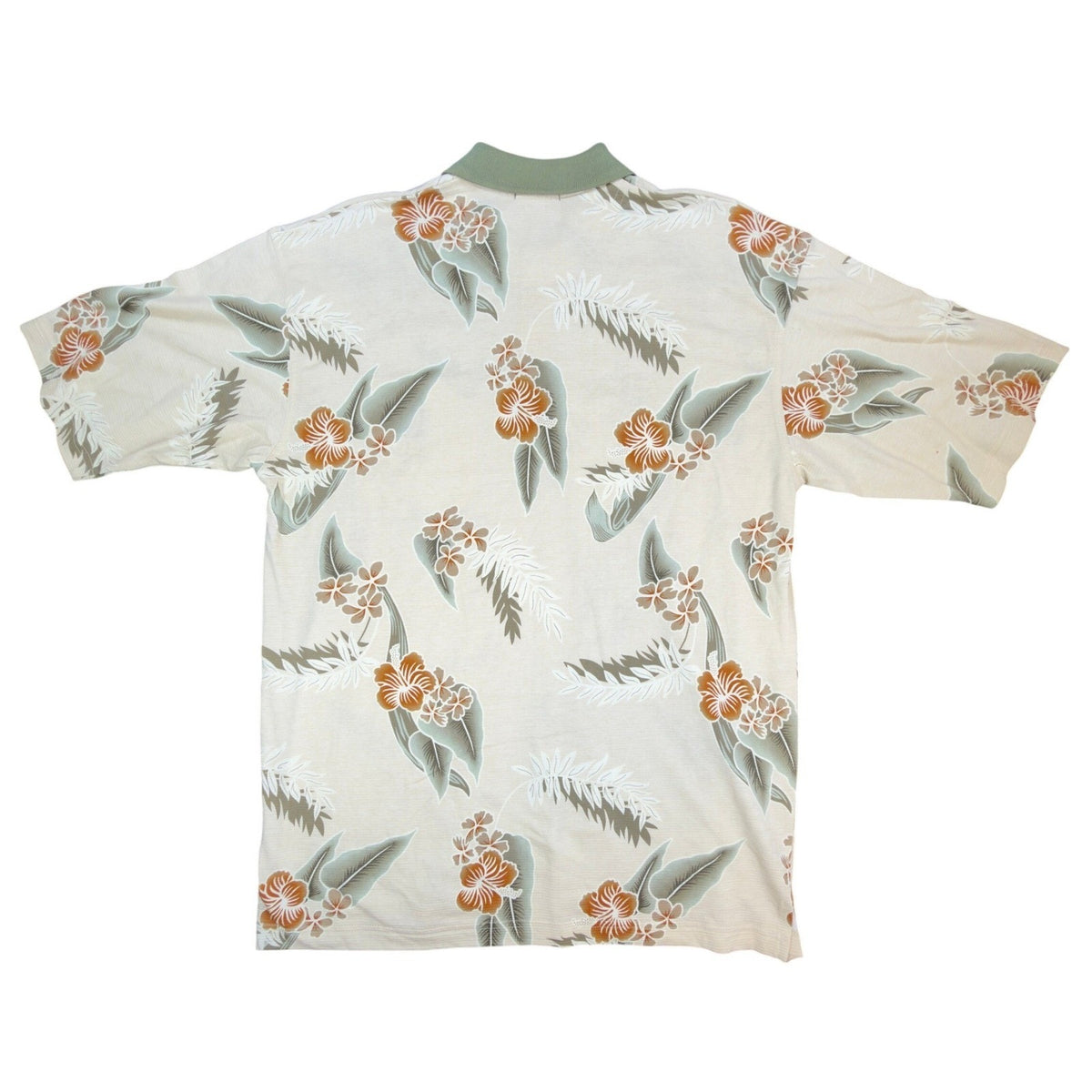 Winner Mate Polo Shirt Mens M Y2K Beige Cotton Rayon Tropical Floral Hibiscus