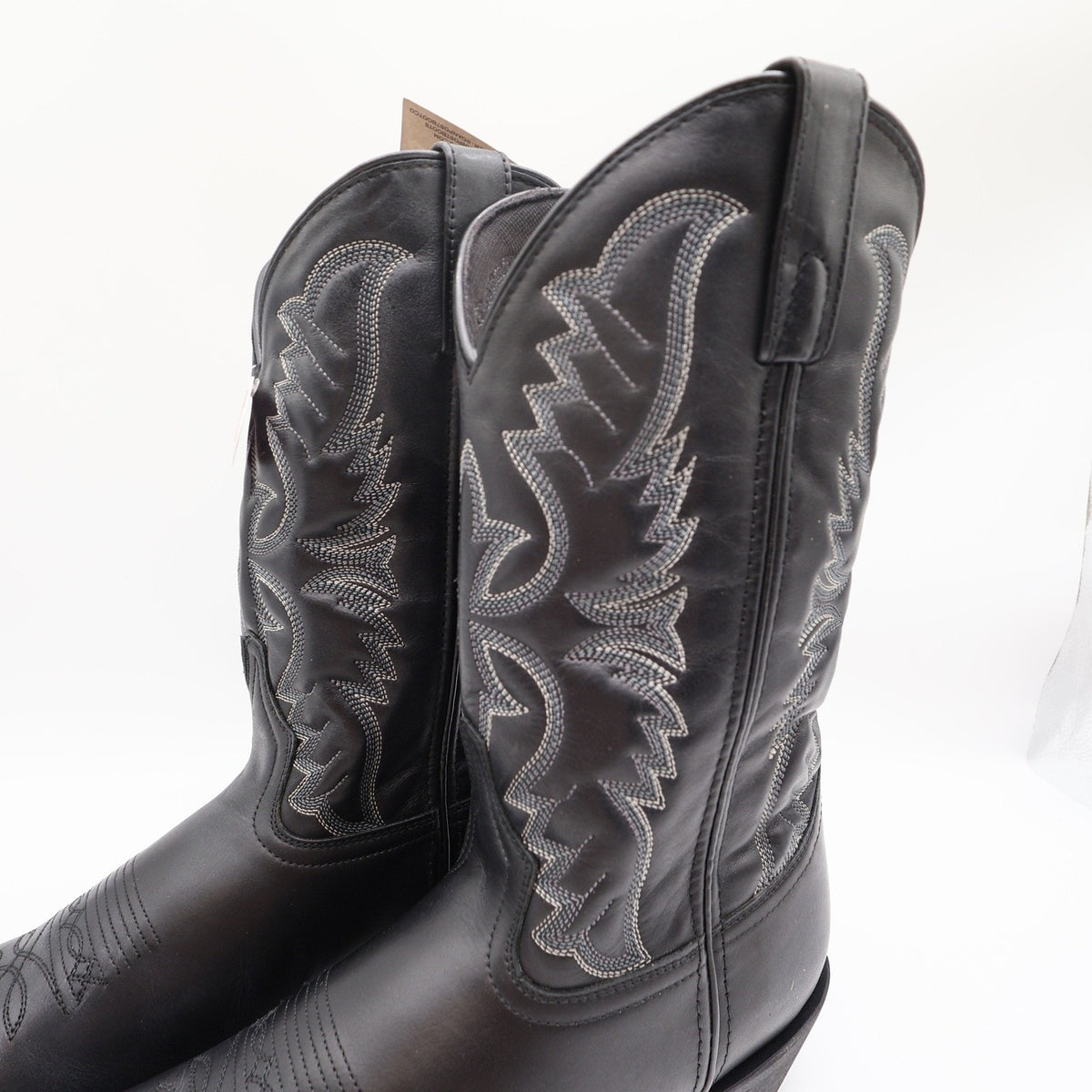Laredo 68450 Black Tumbled Leather R Toe Western Boots Men's 10 EW Wide NWT