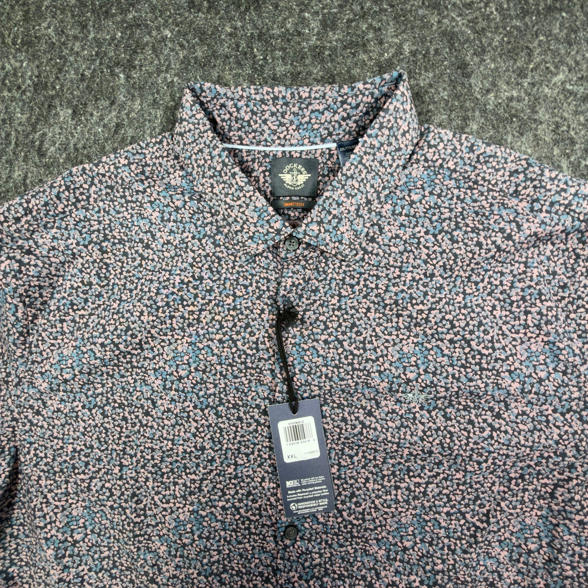 Dockers Button Up Shirt Mens XXL Navy Pink Floral Smart 360 Flex Slim Fit NWT